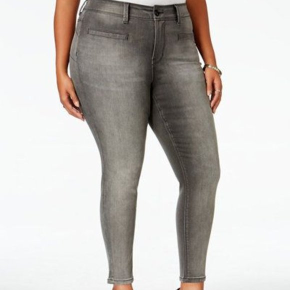 NWOT Plus Size Melissa McCarthy Seven7 Gray Welt Pocket Pencil Jeans - Size 20W - Picture 1 of 11
